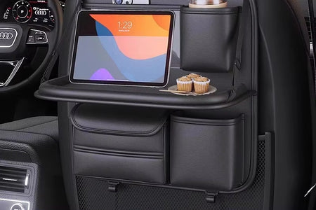 Car Seat Back Organizer Auto Back Seat Storage Bag with Foldable Table Tray Tablet Holder Tissue Box Car Accessories