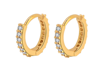 1Pair Stainless Steel Minimal Hoop Earrings Crystal Zirconia Small Huggie Thin Cartilage Earrings Helix Tragus Piercing Jewelry