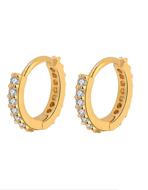 Load image into Gallery viewer, 1Pair Stainless Steel Minimal Hoop Earrings Crystal Zirconia Small Huggie Thin Cartilage Earrings Helix Tragus Piercing Jewelry
