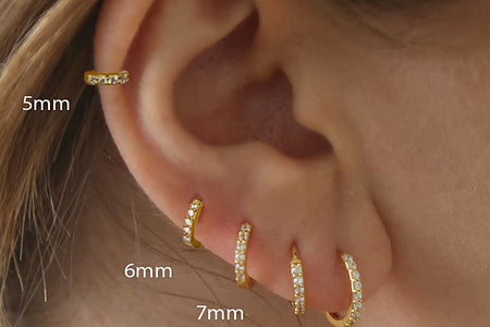 1Pair Stainless Steel Minimal Hoop Earrings Crystal Zirconia Small Huggie Thin Cartilage Earrings Helix Tragus Piercing Jewelry