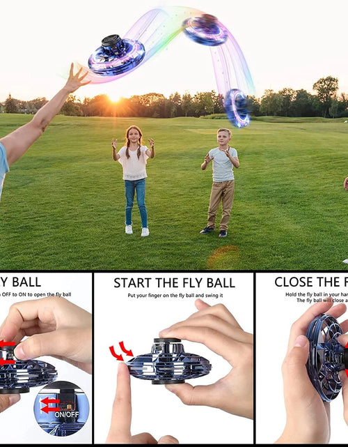 Load image into Gallery viewer, Flying Spinner Mini UFO Toy for Kids, Flying Fidget Spinner UFO Toy , Flying Orb Ball Hand Operated with 360 ° Rotating and LED Lights for Adult and Kids (Blue)
