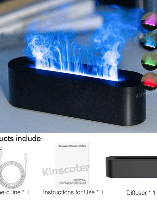 Load image into Gallery viewer, KINSCOTER Essential Oil Aroma Diffuser Flame Air Humidifier Ultrasonic Cool Mist Difusor with RGB Realistic Fire Night Light
