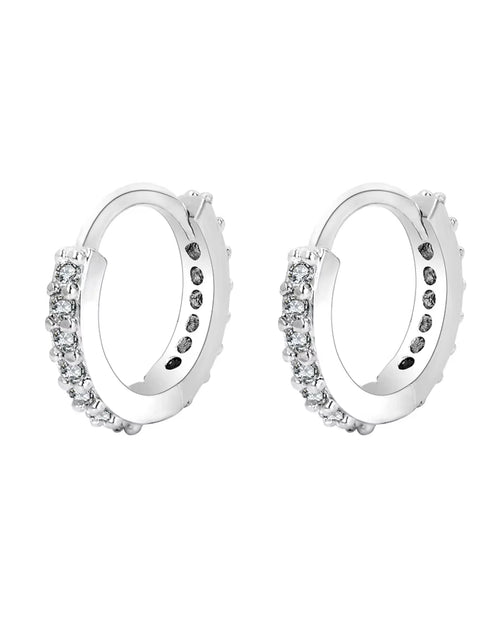 Load image into Gallery viewer, 1Pair Stainless Steel Minimal Hoop Earrings Crystal Zirconia Small Huggie Thin Cartilage Earrings Helix Tragus Piercing Jewelry
