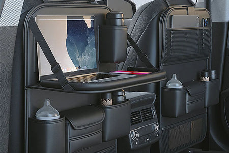Car Seat Back Organizer Auto Back Seat Storage Bag with Foldable Table Tray Tablet Holder Tissue Box Car Accessories